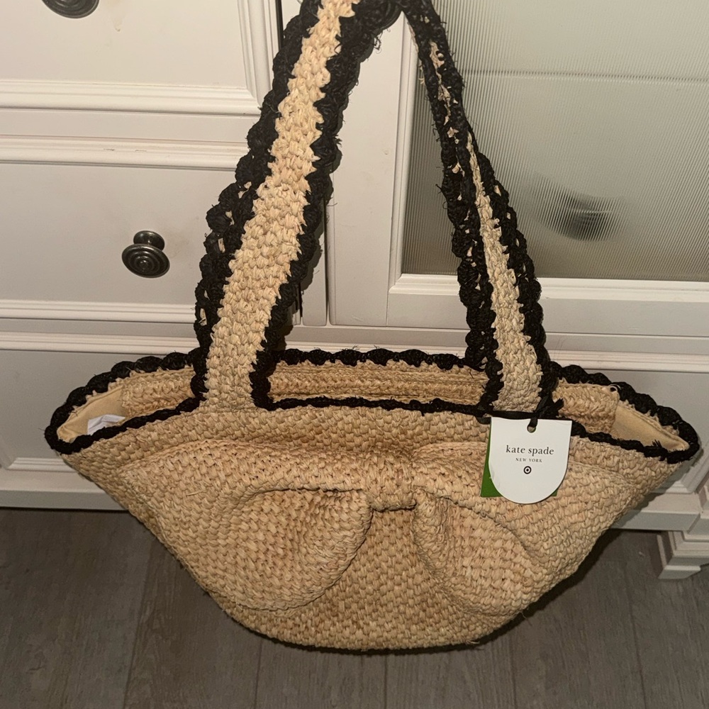 Kate Spade X Target Tan and Black Woven Tote Bag